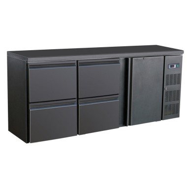 COMBISTEEL - Arrière bar réfrigérée noir 1 porte et 4 tiroirs