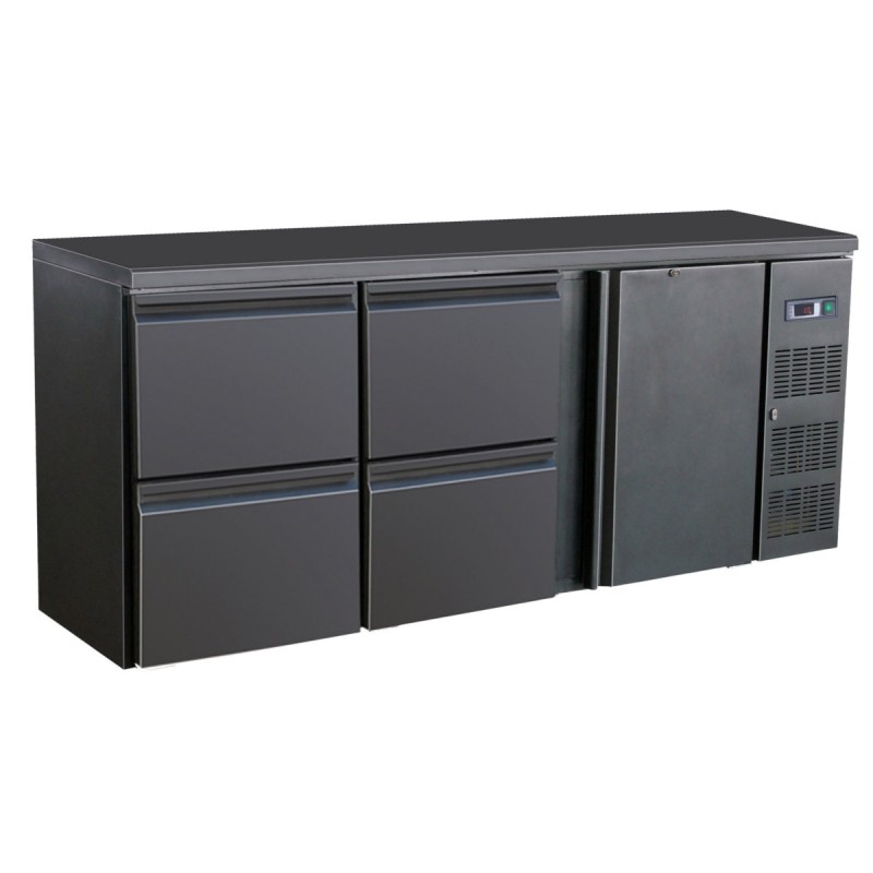 COMBISTEEL - Arrière bar réfrigérée noir 1 porte et 4 tiroirs