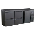COMBISTEEL - Arrière bar réfrigérée noir 1 porte et 4 tiroirs