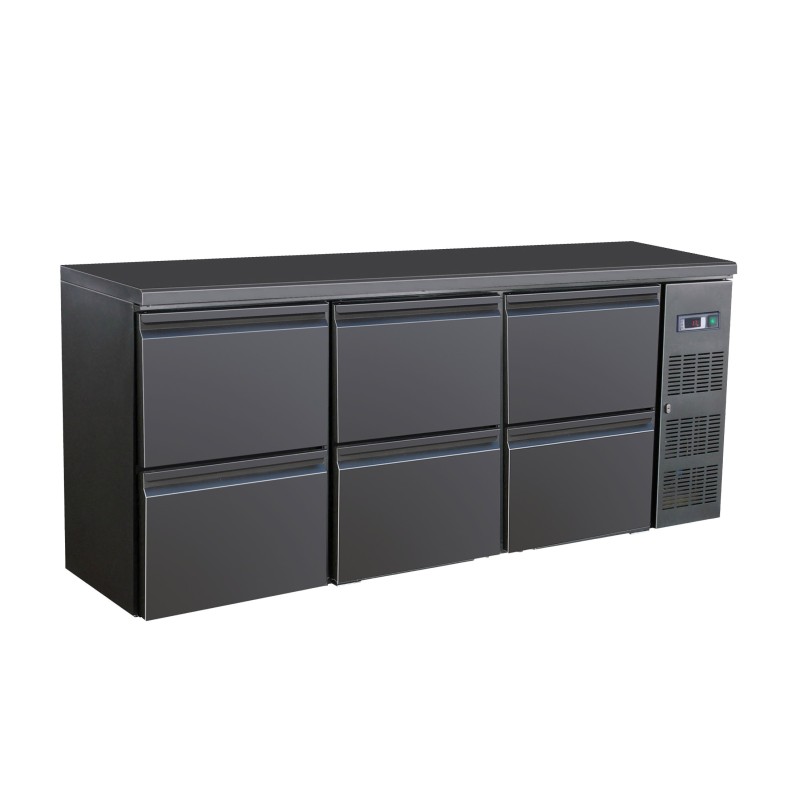 COMBISTEEL - Arrière bar réfrigérée noir 6 tiroirs