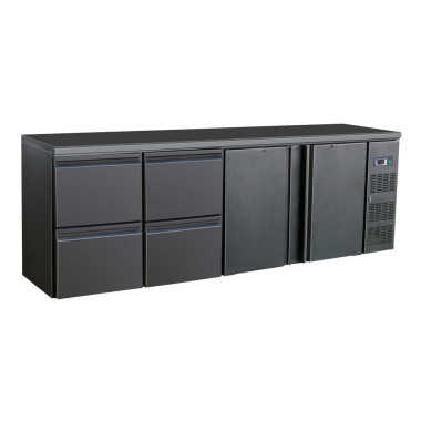 COMBISTEEL - Arrière bar réfrigérée noir 2 portes et 2 tiroirs