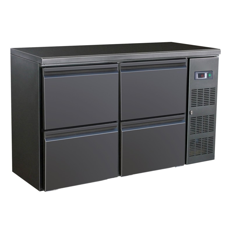COMBISTEEL - Arrière bar réfrigérée noir 4 tiroirs