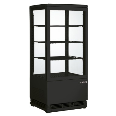 ShopDesChefs - Vitrine Réfrigérée Mini , Modèle SC 80 à Refroidissement Ventilé en Noir
