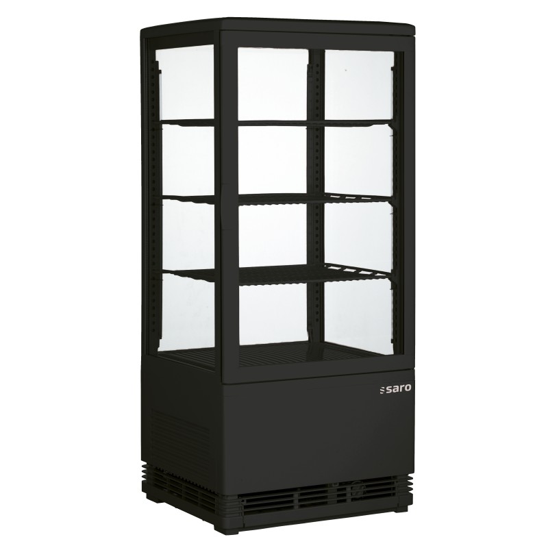 ShopDesChefs - Vitrine Réfrigérée Mini , Modèle SC 80 à Refroidissement Ventilé en Noir