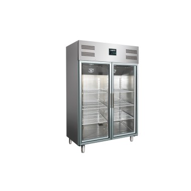 ShopDesChefs - Réfrigérateur commercial  avec portes en verre - 2/1 GN, modèle GN 1200 TNG