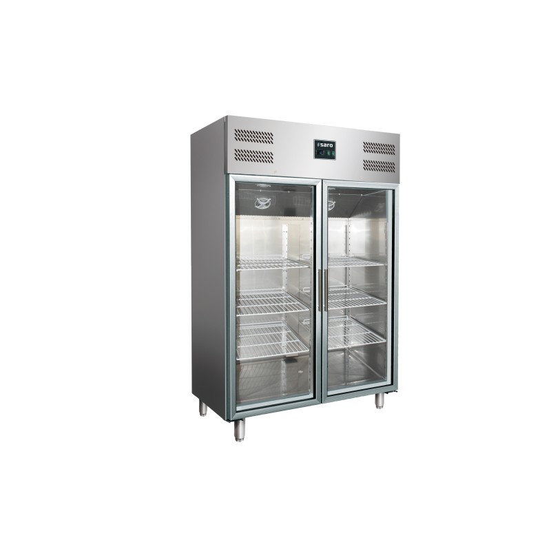 ShopDesChefs - Réfrigérateur commercial  avec portes en verre - 2/1 GN, modèle GN 1200 TNG