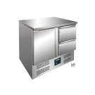 ShopDesChefs - Table réfrigérée  avec porte et tiroirs, modèle VIVIA S 901 avec dessus en acier inoxydable - 2x 1/2 GN