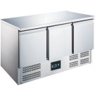 ShopDesChefs - Table réfrigérée  avec 3 portes, modèle ES 903 avec dessus en acier inoxydable