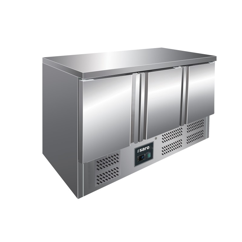 ShopDesChefs - Table de refroidissement  avec 3 portes, modèle VIVIA S 903 avec dessus en acier inoxydable