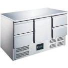 ShopDesChefs - Table réfrigérée  avec porte et tiroirs, modèle ES 903 avec dessus en acier inoxydable 1/4