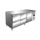 ShopDesChefs - Table de refroidissement  avec 1 porte et 2 ensembles de tiroirs 2x2, modèle KYLJA 3140 TN