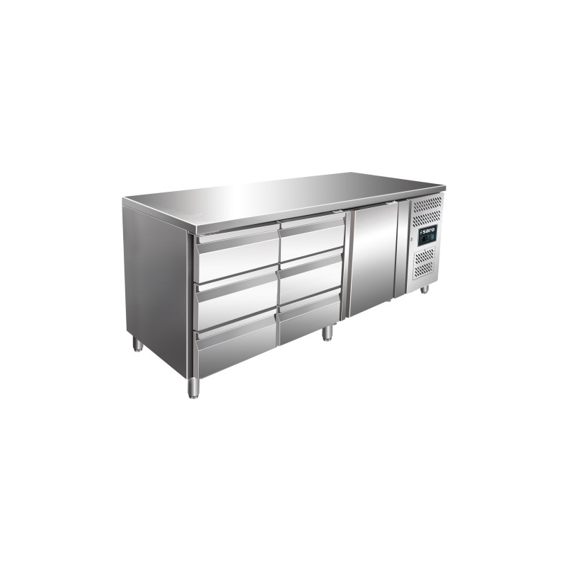 ShopDesChefs - Table de refroidissement  avec 1 porte et 2 ensembles de 3 tiroirs, modèle KYLJA 3150 TN
