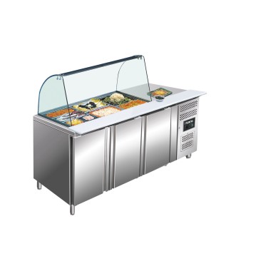 ShopDesChefs - Table réfrigérée  avec dessus en verre modèle GN 3100 TNS