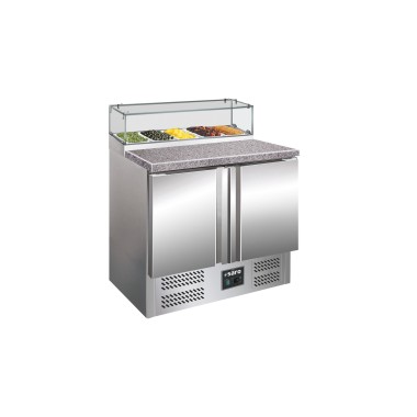 ShopDesChefs - Table de préparation de pizza  avec dessus en verre modèle PS 200 G