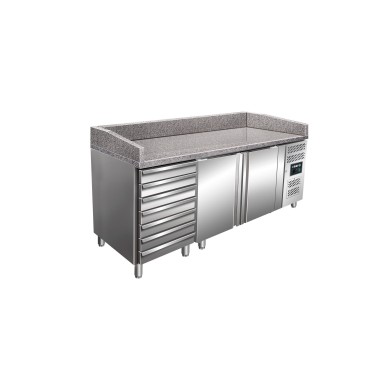 ShopDesChefs - Table de préparation de pizza  avec tiroirs, modèle MARGA PZ 2610 TN