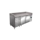 ShopDesChefs - Table de préparation de pizza  avec tiroirs, modèle MARGA PZ 2610 TN