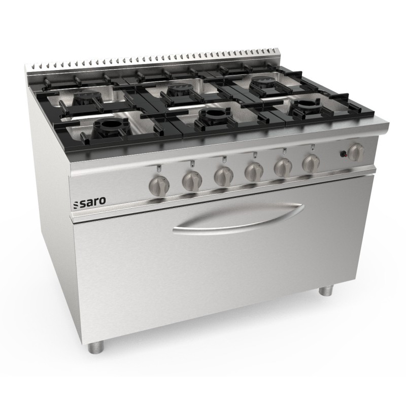 ShopDesChefs - Cuisinière à gaz  + four à gaz 6 brûleurs modèle LQ LQ / CUG6FM