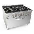 ShopDesChefs - Cuisinière à gaz  + four à gaz 6 brûleurs modèle LQ LQ / CUG6FM