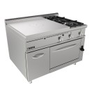 ShopDesChefs - Cuisinière à gaz à plaques chauffantes  avec four + 2 brûleurs + porte modèle LQ / TPG6LO