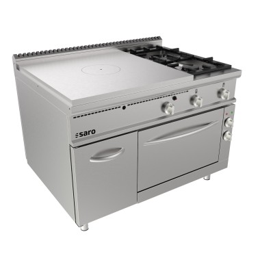 ShopDesChefs - Four électrique à plaque chauffante  + 2 brûleurs + porte modèle LQ / TPG6LE