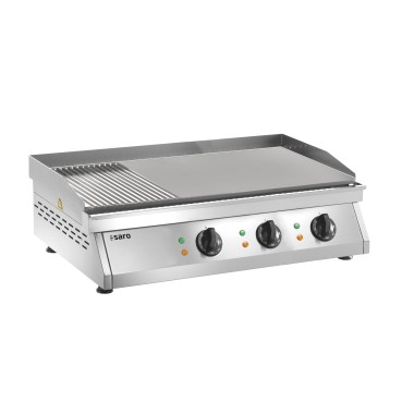 ShopDesChefs - Plaque de cuisson électrique  (rainurée + lisse), modèle FRY TOP GH 760 R