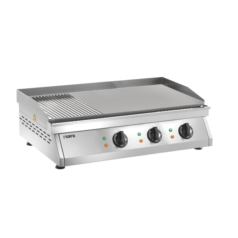 ShopDesChefs - Plaque de cuisson électrique  (rainurée + lisse), modèle FRY TOP GH 760 R