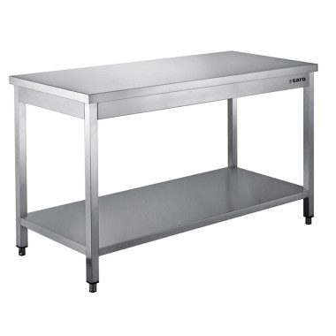 ShopDesChefs - Table en acier inoxydable , démontée, avec étagère inférieure - Profondeur 600 mm, 2000 mm