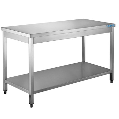 ShopDesChefs - Table en acier inoxydable  avec étagère inférieure - Profondeur de 700 mm, 2000 mm