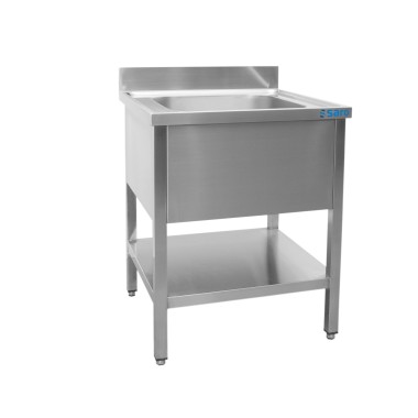 ShopDesChefs - Évier  avec 1 bac, centré - Profondeur de 600 mm, largeur de 700 mm
