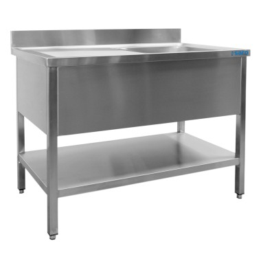ShopDesChefs - Évier  avec 1 cuve, côté droit - Profondeur 600 mm, longueur 1400 mm