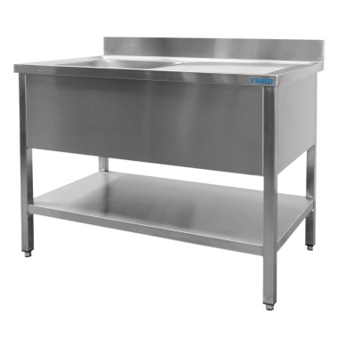 ShopDesChefs - Évier  avec 1 bac, à gauche - Profondeur de 600 mm, largeur de 1200 mm.