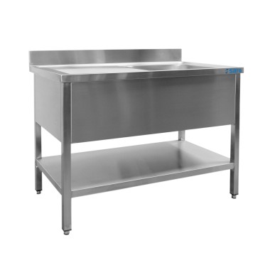 ShopDesChefs - Évier  avec 1 bac, côté droit - Profondeur de 700 mm, longueur de 1600 mm.