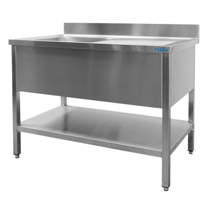 ShopDesChefs - Évier  avec 1 bassin, côté gauche - Profondeur de 700 mm, 1800 mm de longueur