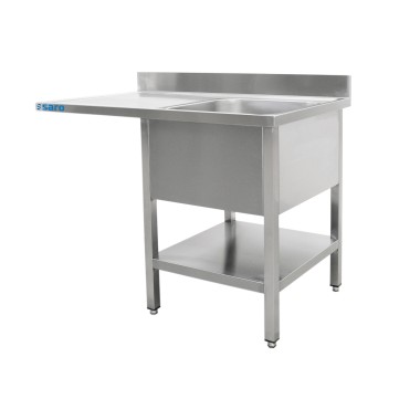 ShopDesChefs - Station de lavage  avec 1 bac, à droite - Profondeur de 600 mm, 1400mm