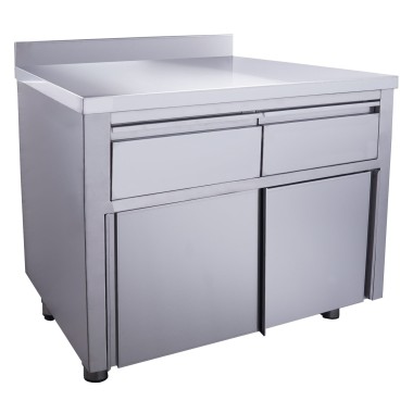 ShopDesChefs - Armoire à portes coulissantes  - 2 tiroirs 1000X700mm avec rebord