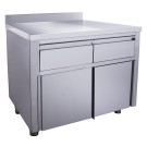 ShopDesChefs - Armoire à portes coulissantes  - 2 tiroirs 1000X700mm avec rebord