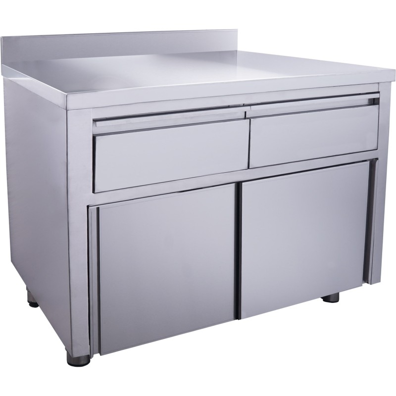ShopDesChefs - Armoire à portes coulissantes  - 2 tiroirs 1200X700mm avec rebord