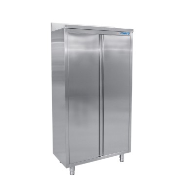ShopDesChefs - Armoire haute en acier inoxydable  avec 3 étagères, toit incliné, 600mm