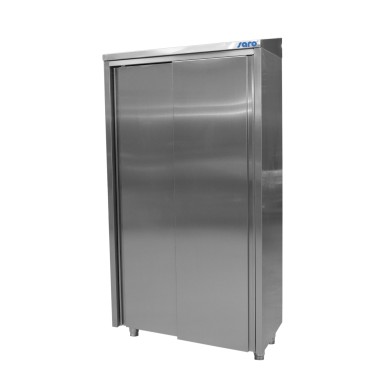 ShopDesChefs - Armoire haute en acier inoxydable  avec 3 étagères et 2 portes coulissantes, 1000mm