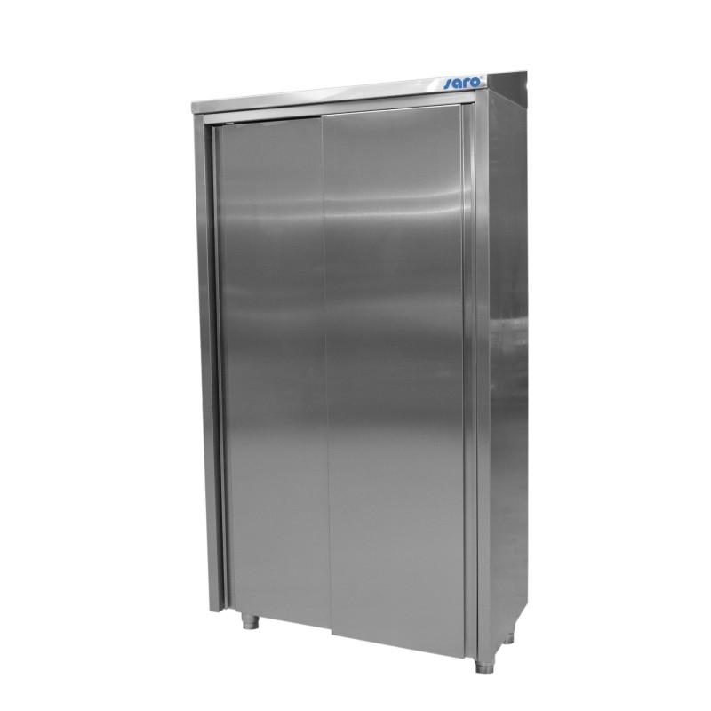 ShopDesChefs - Armoire haute en acier inoxydable  avec 3 étagères et 2 portes coulissantes, 1000mm