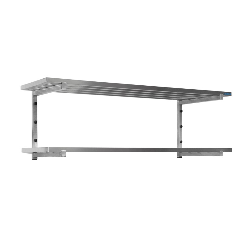 ShopDesChefs - Étagères murales  avec entretoises, 2 tablettes, 1600mm