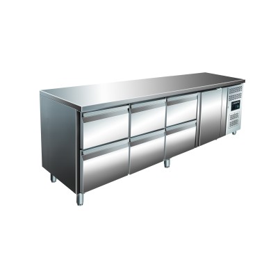 ShopDesChefs - Table réfrigérée  porte et ensembles de 2 tiroirs