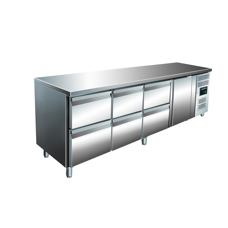 ShopDesChefs - Table réfrigérée  porte et ensembles de 2 tiroirs