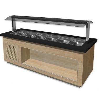 ShopDesChefs - Buffet chaud modèle  de la gamme PREMIUM LINE SB-H 230 en chêne