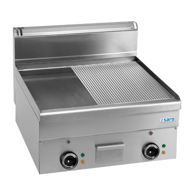 ShopDesChefs - Plaque de cuisson électrique  1/2 Lisse 1/2 Nervurée