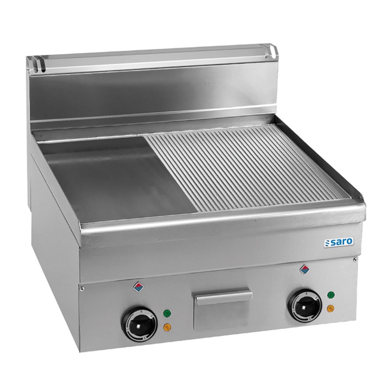 ShopDesChefs - Plaque de cuisson électrique  1/2 Lisse 1/2 Nervurée
