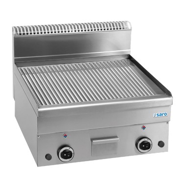 ShopDesChefs - Plancha de grill à gaz  de table nervurée 600x600