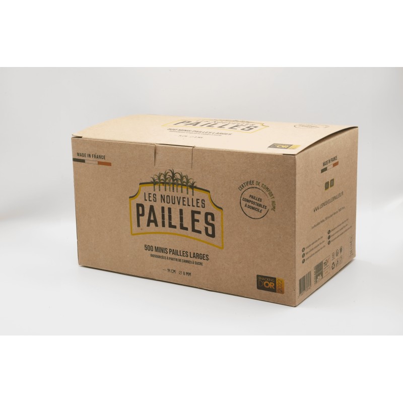 Les Nouvelles Pailles - Paille biodégradable Minilarge - 12 boîtes de 500