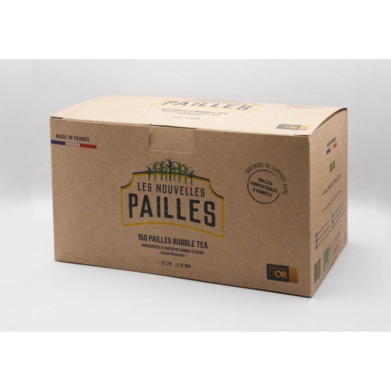 Les Nouvelles Pailles - Paille compostable coupe biseautée - 12 x 150 pailles