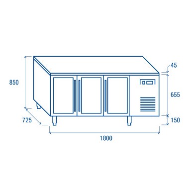 COOL HEAD - Meuble réfrigéré  vitré - GN1/1 QRG 3100